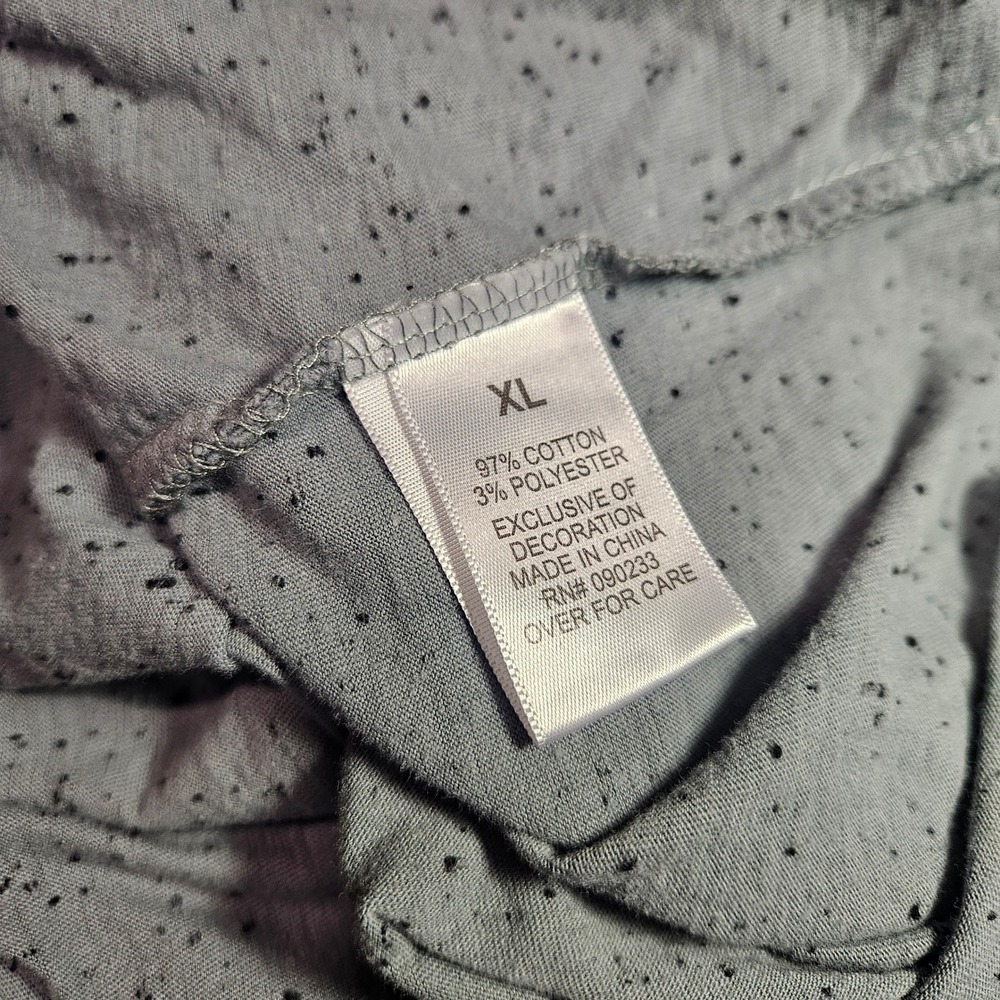 On The Byas Mens XL Grey Black Raglan Henley Shirt Tribal Pocket Speckled‎ Tee - Picture 6 of 7